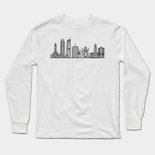 Los Angeles Skyline in black with details Long Sleeve T-Shirt by Mesyo